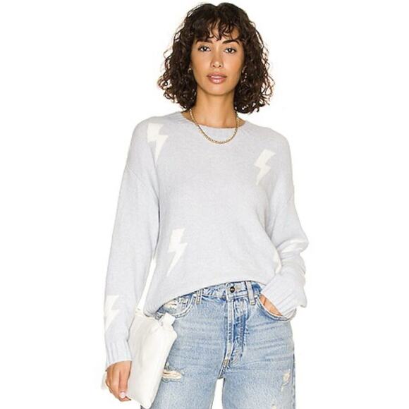 RAILS Perci Gray White Women's Soft Lightning Pullover Sweater Size Medium - Picture 1 of 6